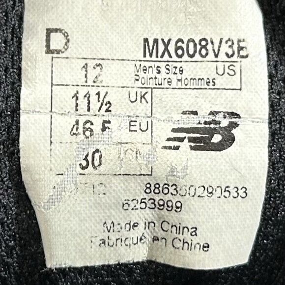 New Balance 608 V3 MX608V3B Mens Sz 12 Black Athletic Walking Running Shoes Used main image 8